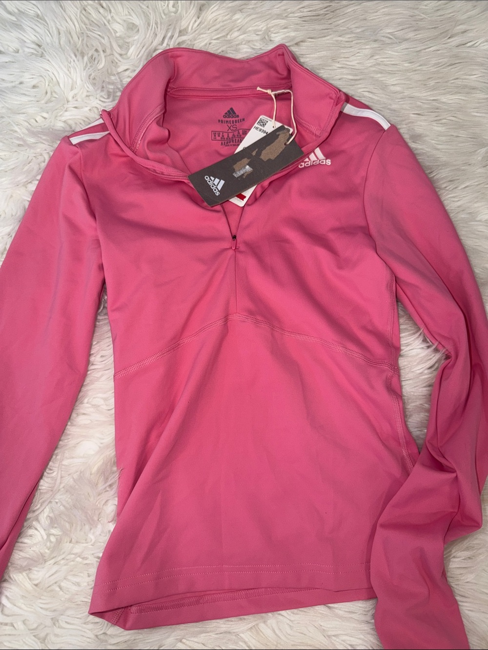 Adidas Hot Pink Long-Sleeve Quarter Zip Pullover